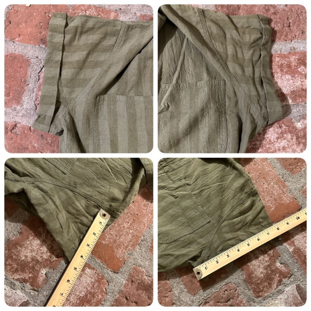 Easel Safari Utility Military Cotton Romper Jumpsuit Olive Green Striped Medium - Picture 14 of 15